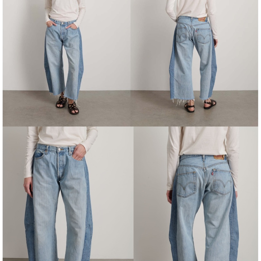 B SIDES Blue Flare Wide Leg Jeans with Vintage Appeal
